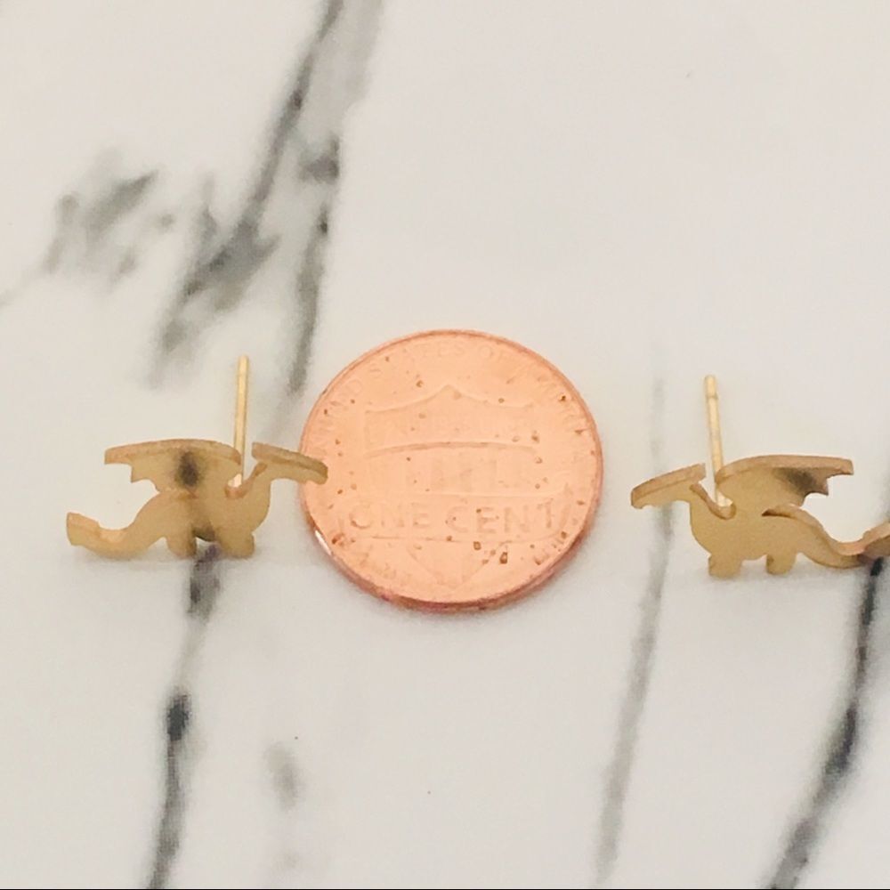 Dainty Dragon Gold Tone or Silver Tone Earrings NWT - Picture 7 of 9
